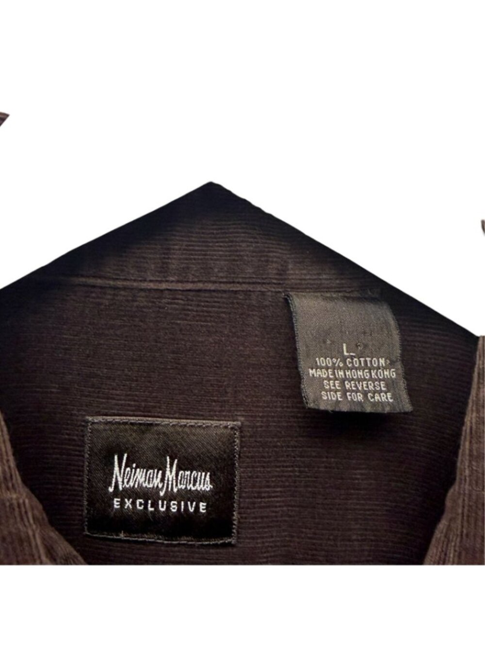 Neiman Marcus Brown Corduroy Shirt Mens Large Vintage Casual Button Up Cotton - Picture 4 of 6